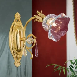 Væglampe La Boheme, guld, 1 lyskilde, krystalglas