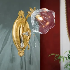 Væglampe La Boheme, guld, 1 lyskilde, krystalglas