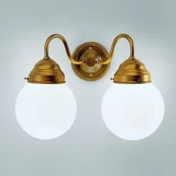 Væglampe Larry II, messing, mundblæst glas