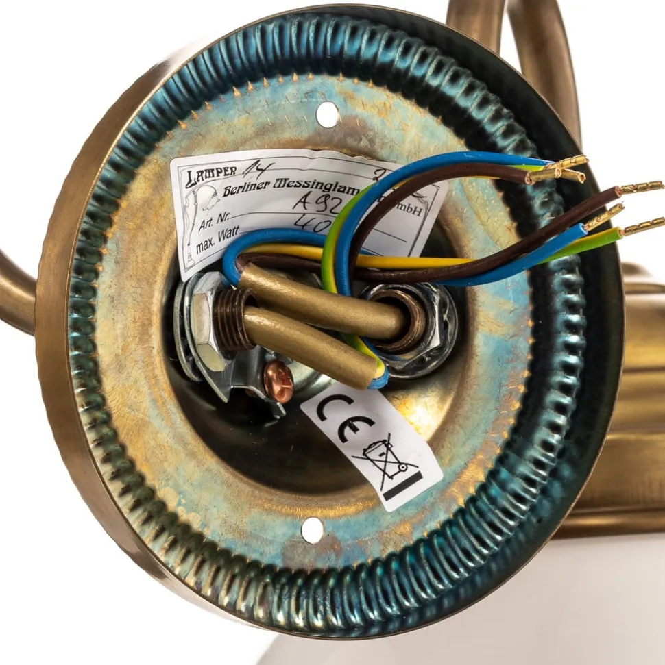 Væglampe Larry II, messing, mundblæst glas