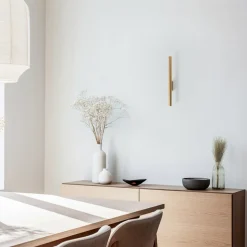 Væglampe Laser, guldfarvet, metal, 40 cm høj, G9