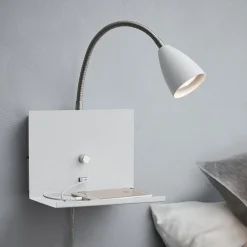 Væglampe Logi med hylde, hvid