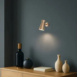 Væglampe Lotta, guldfarvet, spotlight, stål, justerbar