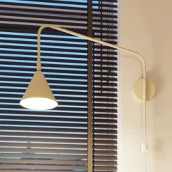 Væglampe LYS, beige, Ø 14 cm, metal, stik, E14