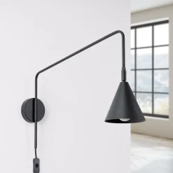 Væglampe LYS, sort, Ø 14 cm, metal, stik, E14