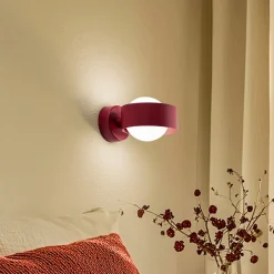 Væglampe Mado i glas og stål, rød