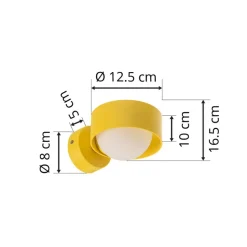 Væglampe Mado i stål, gul, 1 lyskilde