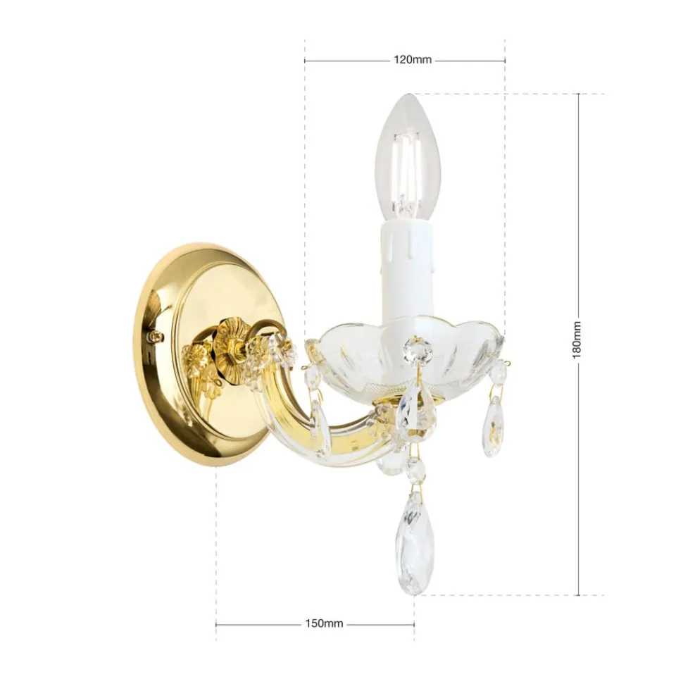 Væglampe Marie Claire, krystalglas, 1 lyskilde