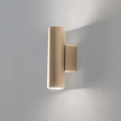 Væglampe Marion Plus, guld, GU10, stål, højde 18 cm