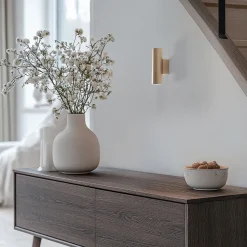 Væglampe Marion Plus, guld, GU10, stål, højde 18 cm