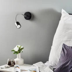 Væglampe Maxi med fleksibel arm, sort