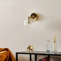 Væglampe Odel med dekoreret glasskærm