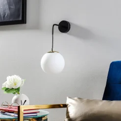 Væglampe Ognis K1 med kugleformet skærm, sort/guld