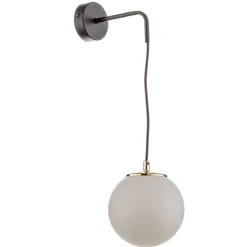 Væglampe Ognis K1 med kugleformet skærm, sort/guld