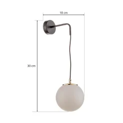 Væglampe Ognis K1 med kugleformet skærm, sort/guld