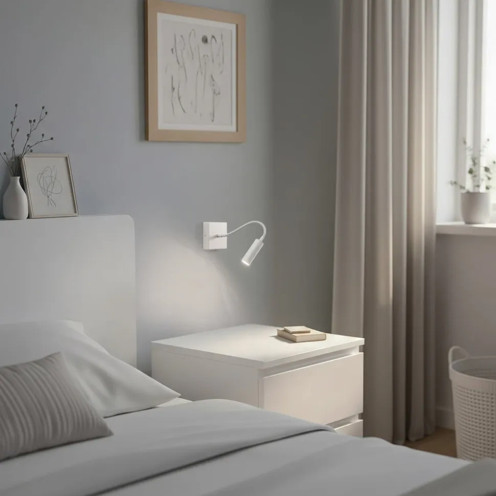 Væglampe Ojos, creme, læselampe, justerbar, 33 cm, G9