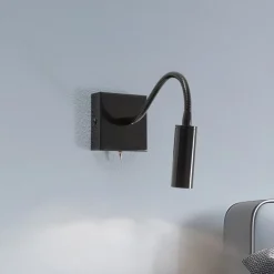 Væglampe Ojos, sort, læselampe, justerbar, 33 cm, G9