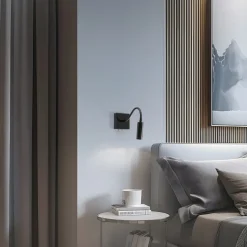 Væglampe Ojos, sort, læselampe, justerbar, 33 cm, G9