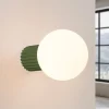 Væglampe ORBI, olivengrøn, glas/metal, Ø 12 cm, IP44, G9