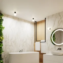 Væglampe ORBI, sort, glas/metal, Ø 12 cm, IP44, G9