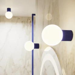 Væglampe ORBI, ultramarin, glas/metal, Ø 12 cm, IP44, G9