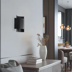 Væglampe Pako af to stålplader i sort