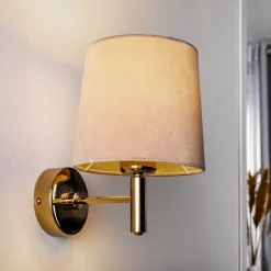 Væglampe Polo, beige/mørk messing