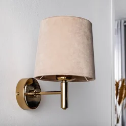 Væglampe Polo, beige/mørk messing