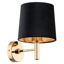 Væglampe Polo, sort/mørk messing