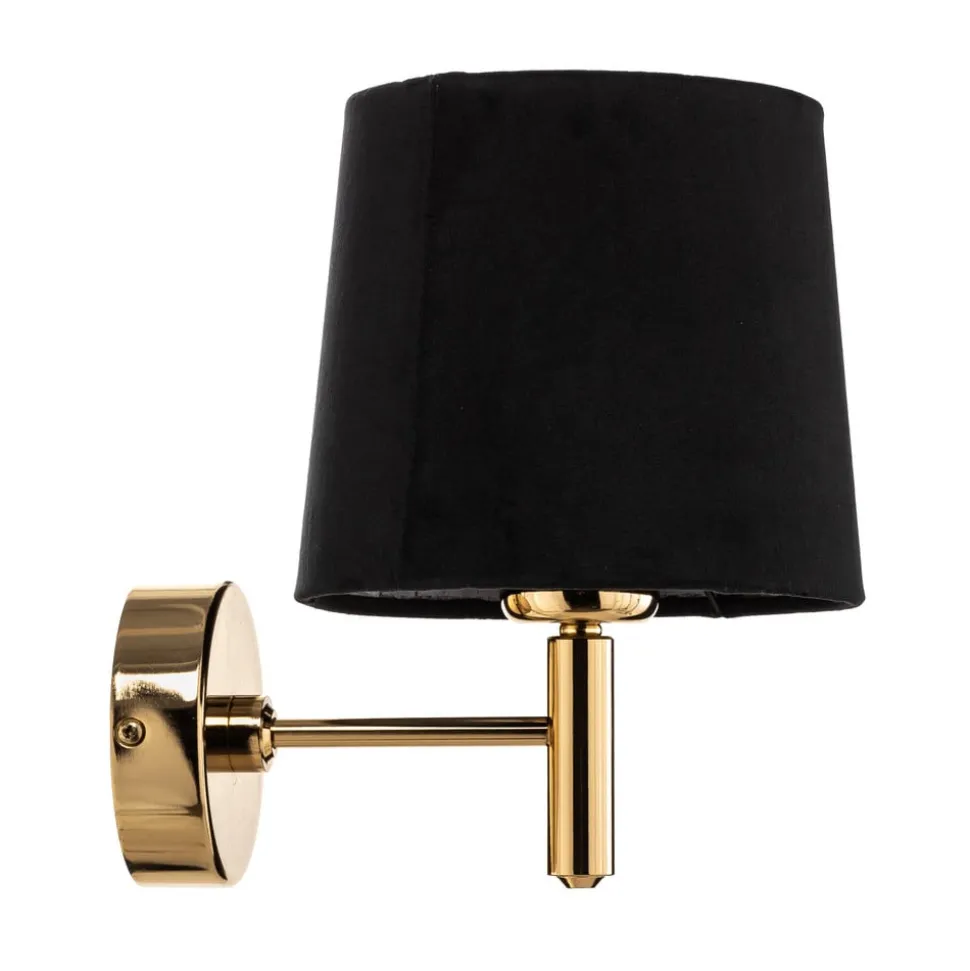 Væglampe Polo, sort/mørk messing