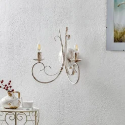 Væglampe Pompei, 2 lyskilder, hvid antik