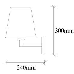Væglampe Profil, guld/creme, metal/stof, højde 30 cm