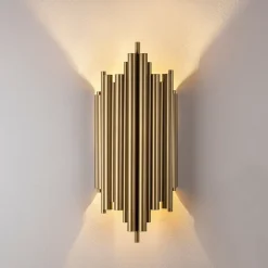 Væglampe Reis 13341, guldfarvet, metal, højde 50 cm