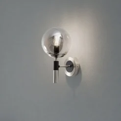 Væglampe Rollo, Ø 15 cm, røggrå, glas/metal