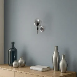 Væglampe Rollo, Ø 15 cm, røggrå, glas/metal