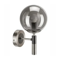 Væglampe Rollo, Ø 15 cm, røggrå, glas/metal