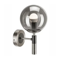 Væglampe Rollo, Ø 15 cm, røggrå, glas/metal