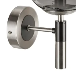 Væglampe Rollo, Ø 15 cm, røggrå, glas/metal