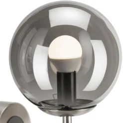 Væglampe Rollo, Ø 15 cm, røggrå, glas/metal