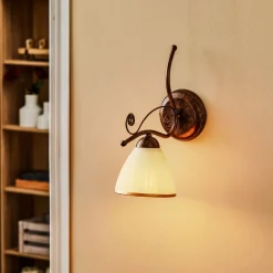 Væglampe Roma i hvid og brun