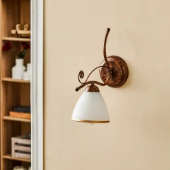 Væglampe Roma i hvid og brun