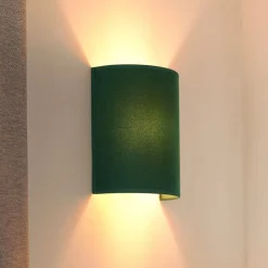 Væglampe Semi Circle, fløjl, mørkegrøn, E27