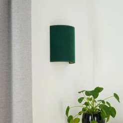 Væglampe Semi Circle, fløjl, mørkegrøn, E27