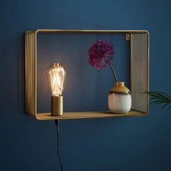 Væglampe Shelf, guldfarvet, metal