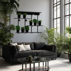 Væglampe Shelf, sort, bredde 102 cm, træ, 4 lyskilder.