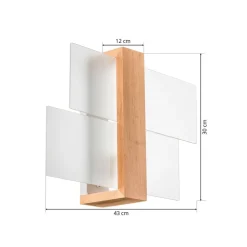 Væglampe Shifted 1, glas og lyst træ