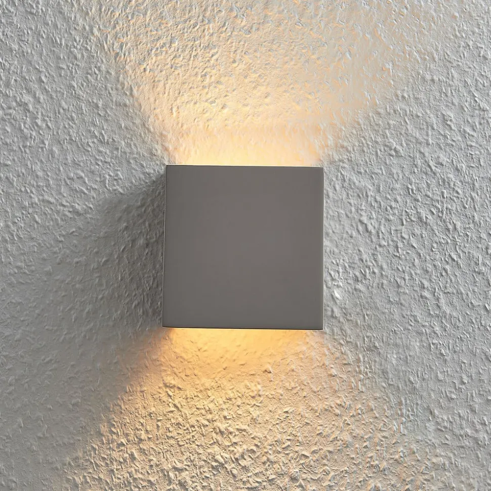 Væglampe Smira i beton og grå, 12,5 x 12,5 cm