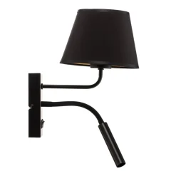 Væglampe Soho, konisk, læselampe sort/guld