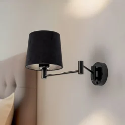 Væglampe Solo, kegle, velour, sort/sort