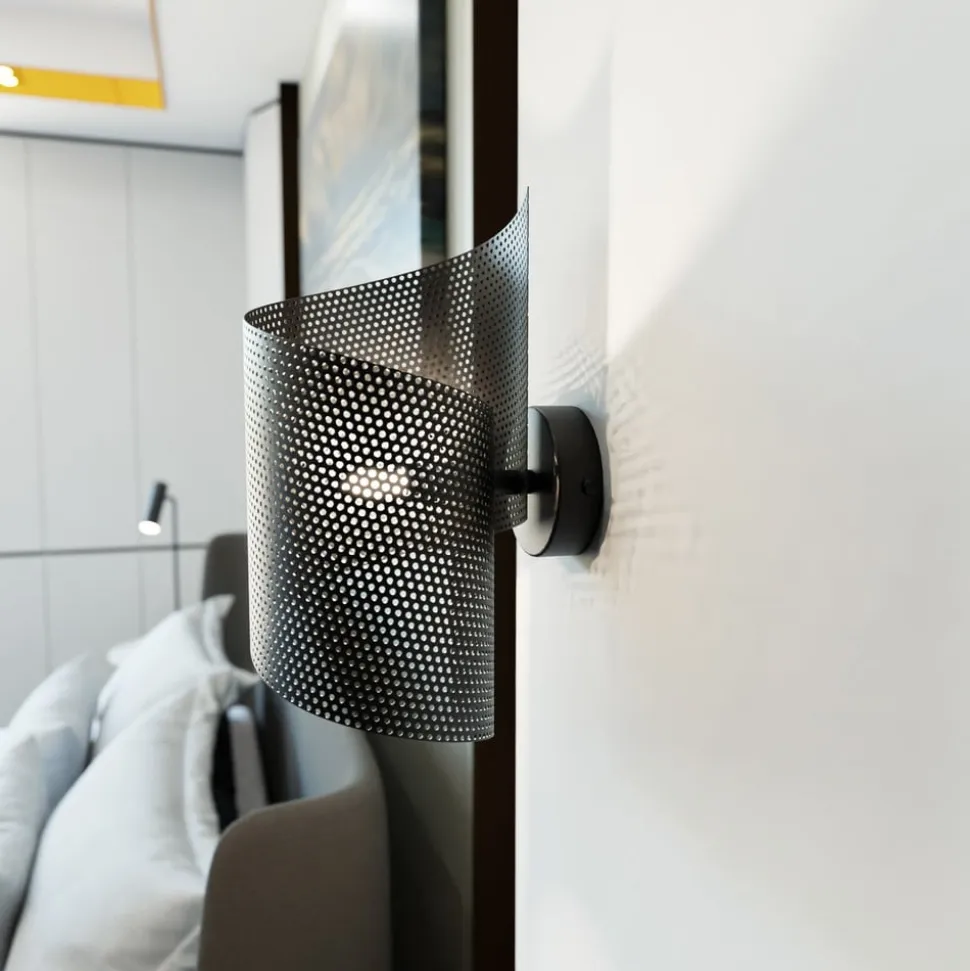 Væglampe Spiral, sort, metal, G9, 29 cm høj